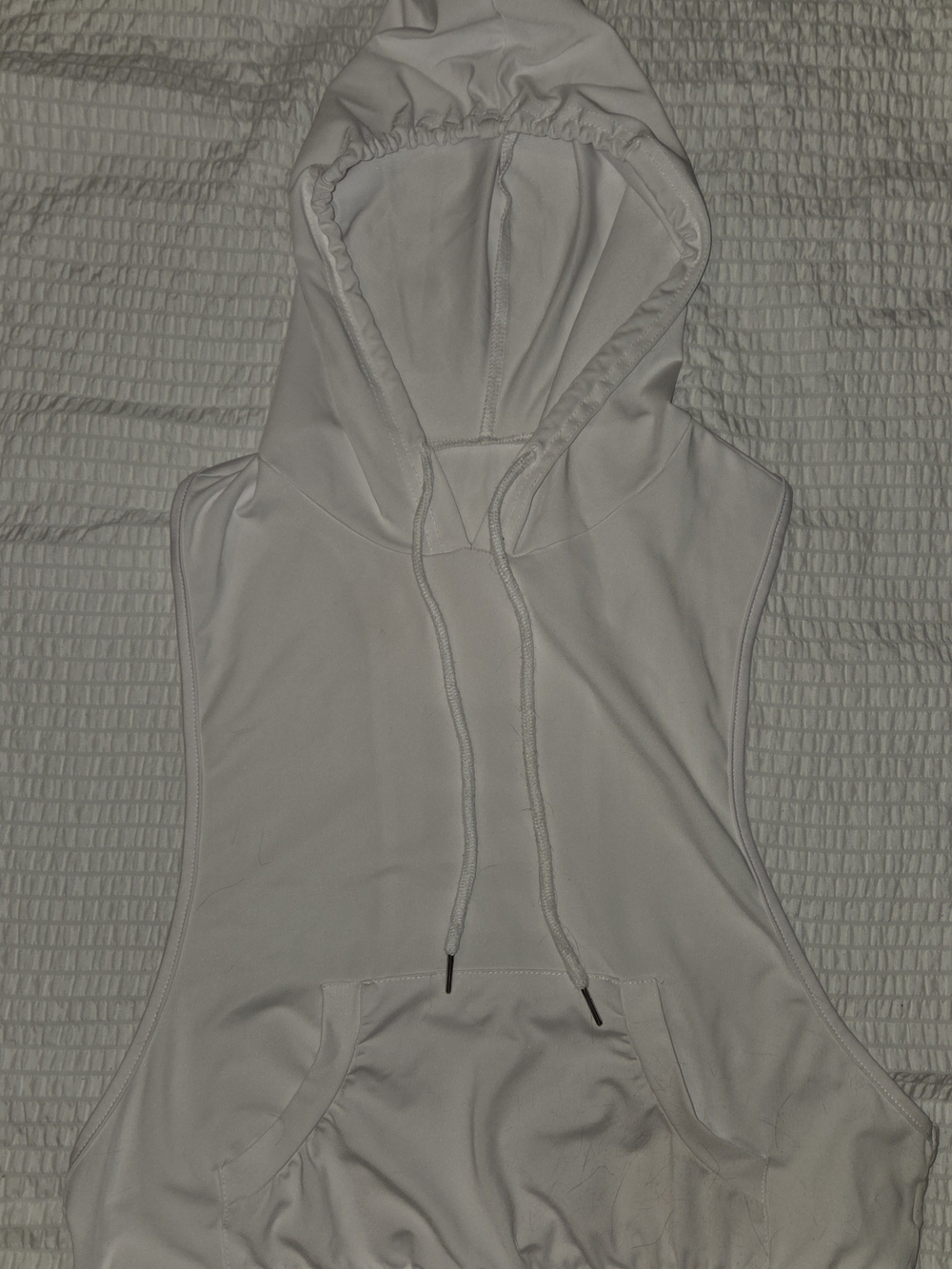 Sleeveless Hooded Tank Top in White